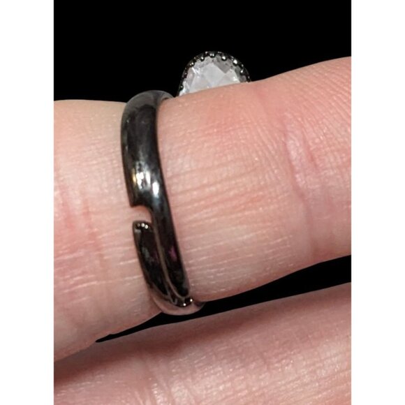 Whimsygoth Fairycore Black Dragonfly Adjustable Ring With Clear Gems - Picture 5 of 10